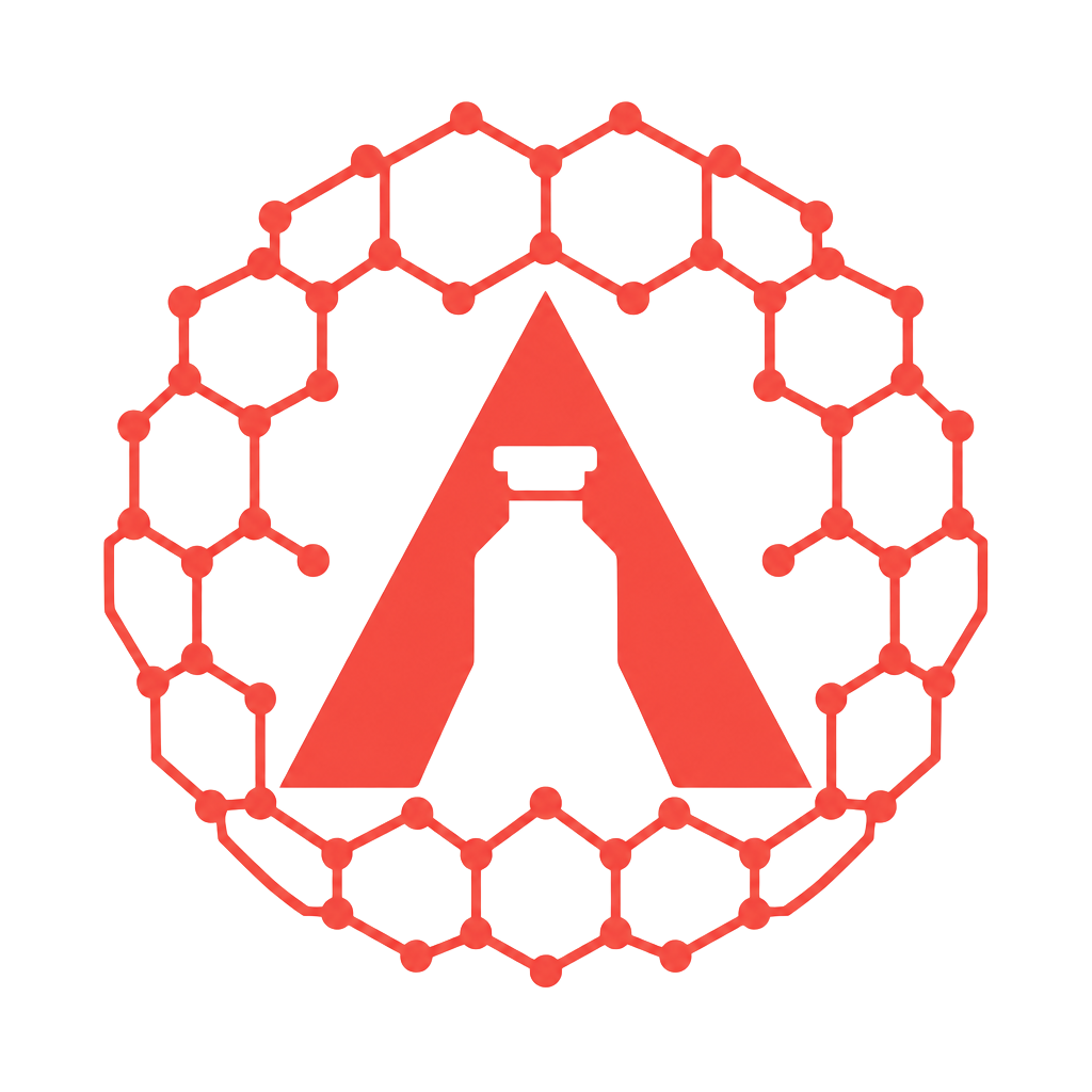 Aussie Peptides molecular hexagon and vial brand mark