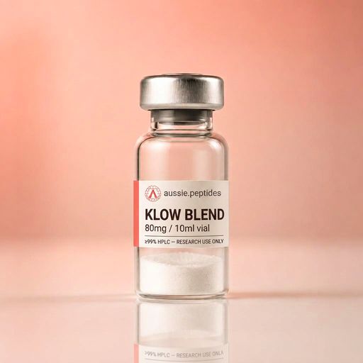 Aussie Peptides KLOW Blend 80mg (KPV 10mg + GHK-Cu 50mg + BPC-157 10mg + TB-500 10mg) — Copper & melanocortin peptides — BPC-157 and TB-500 blend Australia KLOW Blend 80mg (KPV 10mg + GHK-Cu 50mg + BPC-157 10mg + TB-500 10mg) research peptide vial — Aussie Peptides