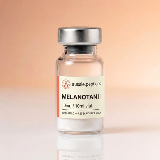 Aussie Peptides Melanotan II 10mg — Copper & melanocortin peptides — Melanotan II Australia Melanotan II 10mg research peptide vial — Aussie Peptides