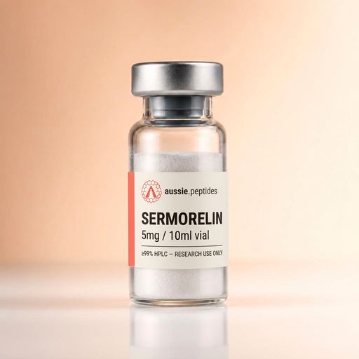 Aussie Peptides Sermorelin 5mg — Pineal & mitochondrial peptides — research peptide Australia Sermorelin 5mg research peptide vial — Aussie Peptides