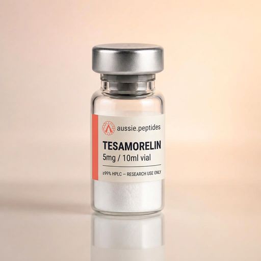 Aussie Peptides Tesamorelin 5mg — Incretin-class analogues — research peptide Australia Tesamorelin 5mg research peptide vial — Aussie Peptides