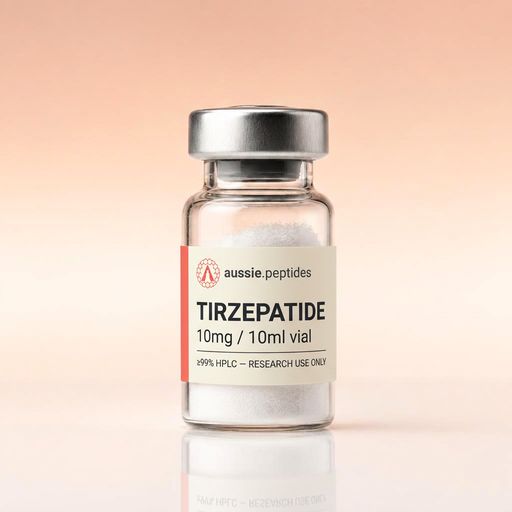 Aussie Peptides Tirzepatide 10mg — Incretin-class analogues — Tirzepatide Australia Tirzepatide 10mg research peptide vial — Aussie Peptides